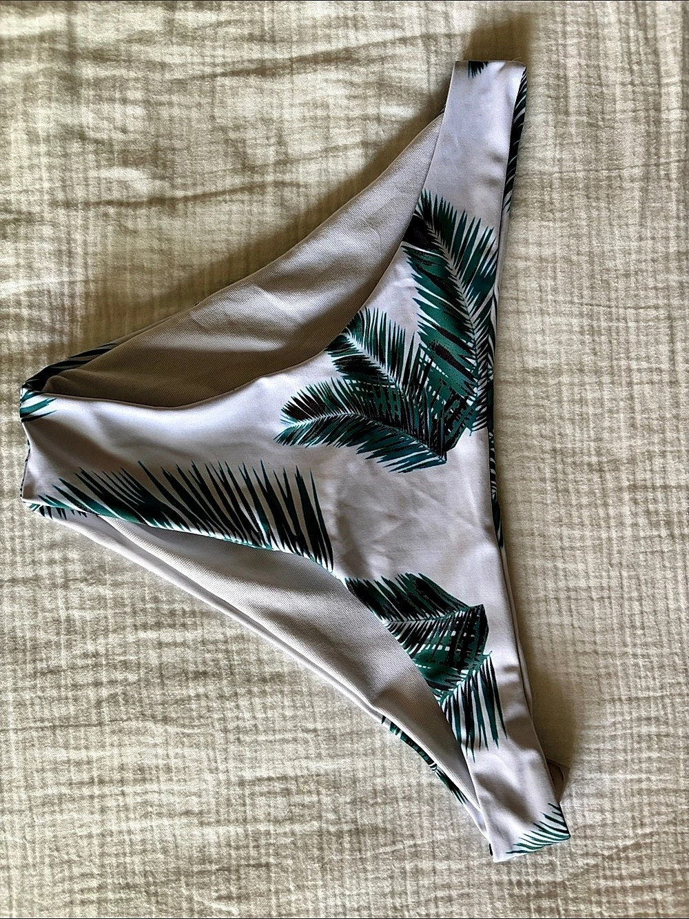 Women's Palm Print Bikini Bottom White & Green Like New